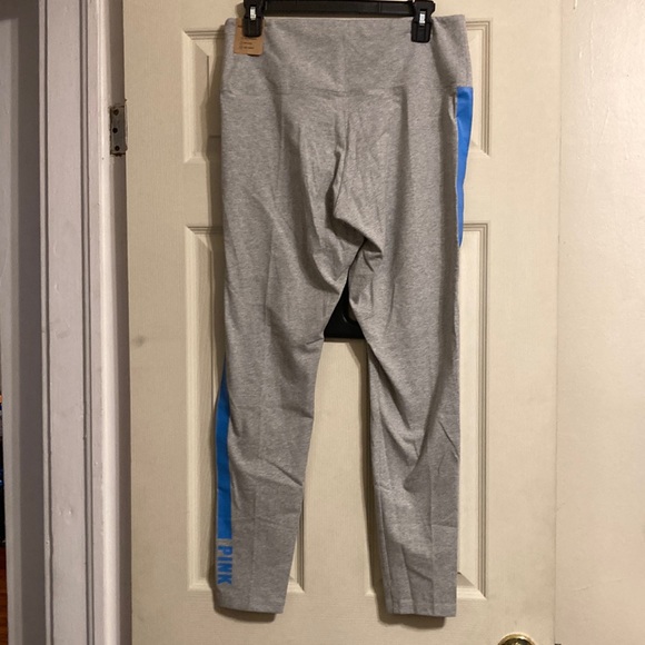 NWT Pink Cotton High Waist Full Length Legging - Heather Charcoal/Azure Sky Strp - Picture 8 of 14